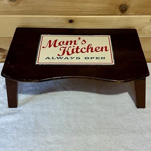 Vtg Wood TV Bed Tray Lap Desk Moms Kitchen Always Open Folding Legs Brown Wooden - Picture 1 of 10