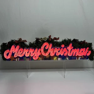 Vtg 72-Light Electronic Greetings Merry Christmas Mantle Display Hanging Red - Picture 1 of 12