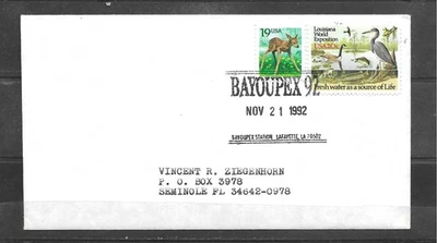 Vintage 1992 BAYOUPEX STATION Cancel Event Cover, LAFAYETTE, LOUISIANA Stamps - Image 1 of 2
