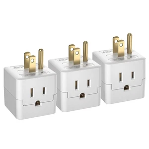 3 Prong Adapter, Multi Plug Wall Outlet Extender, Grounded Wall Tap Power Plug - Picture 1 of 7