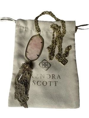 Kendra Scott Rayne Collar Colgante Largo Cuarzo Rosa Tono Dorado Borla Bohemio Foto 1 de 4