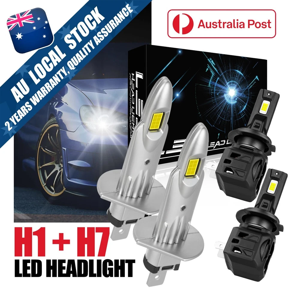 H1 H7 LED Headlight Bulbs White High Low Beam Globes Kit For AUDI TT 2009-2011 - image 1 of 4