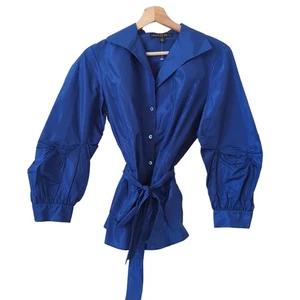 Lafayette 148 New York Damen Top Glanz glänzend 100% Seide Bluse royalblau Gr. 4 S - Bild 1 von 6