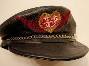 Harley Davidson Cadena de Cuero Para Mujer Sombrero Gorra Logo Talla OS Ajustable Motociclista Nuevo Sin Etiquetas - Imagen 1 de 11
