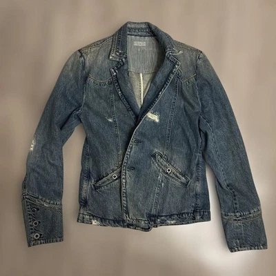 Jaqueta jeans stretch Diesel masculina M OURO PRETO luxo desgastado casual streetwear - Imagem 1 de 4