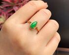 Grade A Jadeite Jade Green Teardrop Shape Ring in 18K Yellow Gold Diamonds Ring