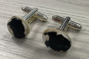 West Indian Top Magpie Wilk Whelk Seashell Silvertone Cufflinks - Picture 1 of 6
