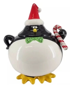 Tarro de galletas de pingüino galleta barril mezcla y tintineo vacaciones de Navidad 11" de alto 1B - Imagen 1 de 11