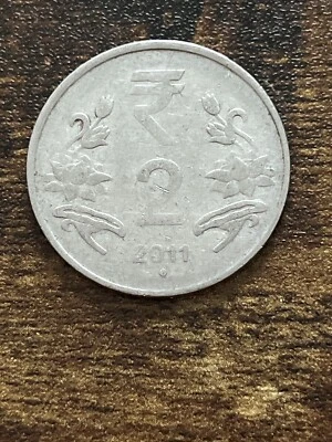 2011 India 2 Rupees Stainless Steel Coin Asoka column Actual Coin TK7944* - Image 1 of 3