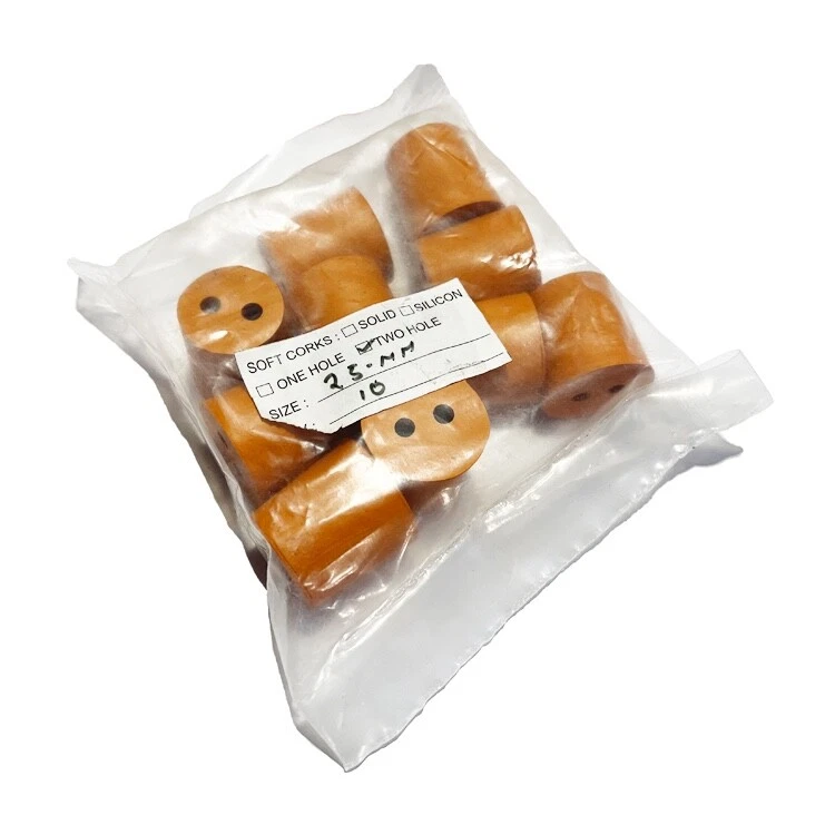 10 x Rubber LABORATORY Bungs Stoppers 25mm - 2 Hole - LAB LABORATORY - Image 1 of 1