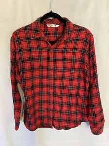 Riders By Lee Womens Long Sleeve Black & Red Plaid Flannel Button Up Shirt Large - Picture 1 of 6