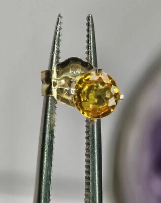 Vintage 14K White Gold - Golden/Yellow Stone - Single Stud Earring [Rhodium Wear - Изображение 1 из 4