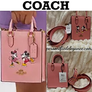 NEW Disney X Coach Blush Pink Leather Mini Tote Mickey & Minnie Crossbody $398 - Picture 1 of 24
