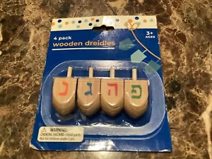 4 pack wooden Dreidel Hanukkah toy game - Picture 1 of 3