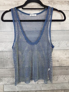 Canotta Free People finitura filtro piccola blu cami strass scintillante maglia trasparente - Foto 1 di 11