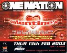 ONE NATION Rave Flyer Flyers A4 13/2/03 Pulse Stevenage Andy C Ed Rush Friction