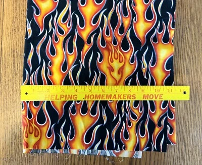Wheels on Fire Alexander Henry Fabric Flames Orange Black 1/2 Yard 42" Wide - Image 1 of 4