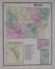 Original 1869 Karte WEST DOVER Vermont Deerfield River Schulen Zuckerhäuser Bauernhöfe