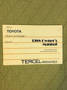 Toyota Tercel 88 1988 dueño guía manual envío gratuito dueño libro libre de humo - Imagen 1 de 2