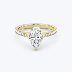 In 14k Yellow Gold 2.30TCW Marquise Lab Grown Diamond Accents Ring For New Year - Picture 1 of 15