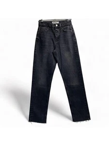 Topshop Size 6 Jeans Faded Black Straight Leg High Waist W24" IL 28" Women’s NEW - Picture 1 of 11