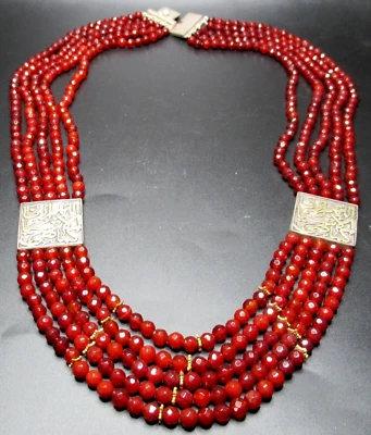 Collar MASIVO Cornalina Plata Esterlina MARLY EGYPT En Bolsa Original Foto 1 de 4