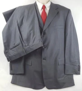 Pronto Uomo Suit Jacket Pants Set Men 46R / 41W Gray 100% Wool Notch Lapel *hole - Picture 1 of 24