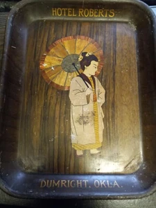 HOTEL ROBERTS, DRUMRIGHT, OKLAHOMA ADVERTISING BEER TRAY COSHOCTON, OHIO... - Picture 1 of 6