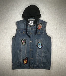 Jeansjacke Erwachsene extra groß blau Denim nach eingefärbtem Logo Hoodie Horror Männer - Bild 1 von 9