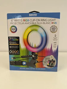 Bower 6" White/RGB Clip-On Ring Light - WSC-CLPRGB6 Black, New, Sealed - Photo 1 sur 3