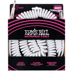 Cable de instrumento en espiral Ernie Ball 6045 recto/ángulo 30 pies - blanco - Imagen 1 de 1