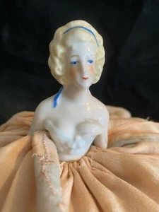 Antike Art Deco Waschtisch Boudoir Dame halbe Puppe Porzellan 11"T wunderschönes Display - Bild 1 von 12