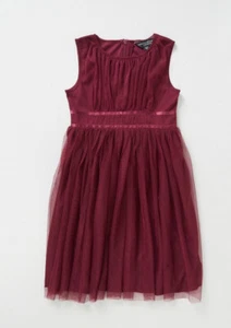 Dorothy Perkins- Burgundy Chiffon Flower Girl Dress - Age 9-10 Years - BNWT - Picture 1 of 4
