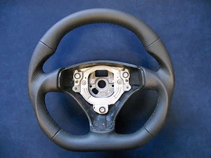 SMALL 370mm!!! Steering Wheel AUDI A4 B6 Flat Bottom Black Leather - Picture 1 of 5