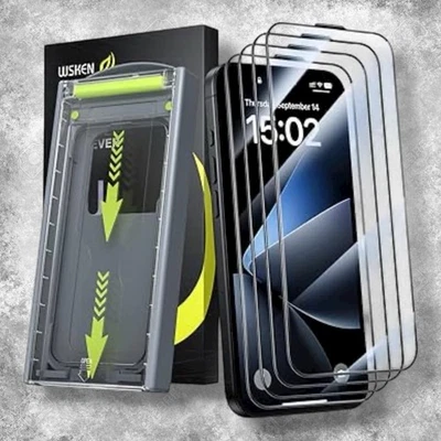 Protector de pantalla WSKEN para iPhone 16 Pro Max - [Top 9H+ vidrio templado] Paquete de 4 Foto 1 de 4