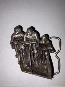 1979 BERGAMOT BRASS WORKS "3 Men Cycling" T-85 Bicycling Belt Buckle - Picture 1 of 5
