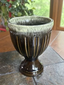 Jarrón de colección Hull Pottery esmalte por goteo verde A56 acanalado cáliz con paneles MCM EE. UU. - Imagen 1 de 12