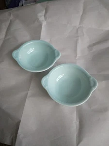 Vtg 2pc TS&T Lu-Ray Pastels Lug Handle Soup Cereal Bowl 7" MCM Blue Replacement - Picture 1 of 7