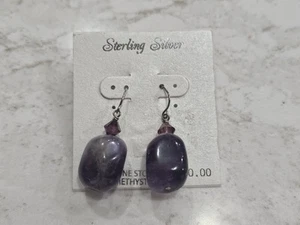 Orecchini a goccia in ametista e argento sterling nuovi con etichetta - Foto 1 di 4