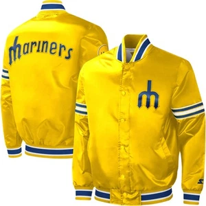 Men's Starter Gold Seattle Mariners Slider Satin Full-Snap Varsity Jacket - Picture 1 of 3