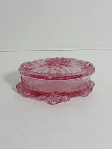 Vintage Fenton Colonial Pink Cabbage Rose Trinket Box *Mint* CL3 - Picture 1 of 14
