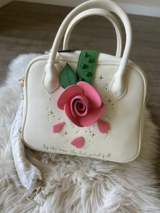Loungefly Beauty and the Beast Rose Women's Crossbody Bag White NEW tags **dents - Picture 1 of 19