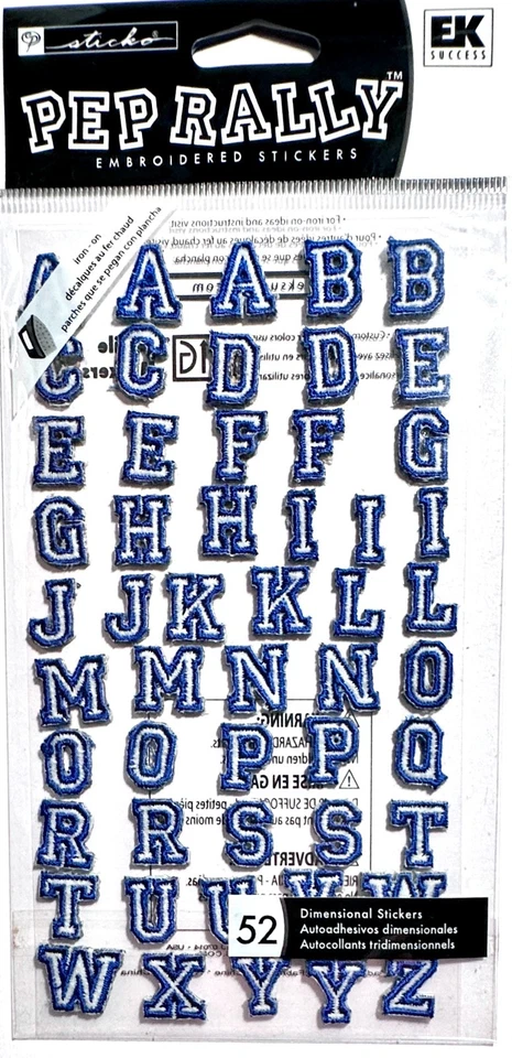 Blue Embroidered Letter Stickers Scrapbooking Card Embellishment Sticko - Image 1 of 1