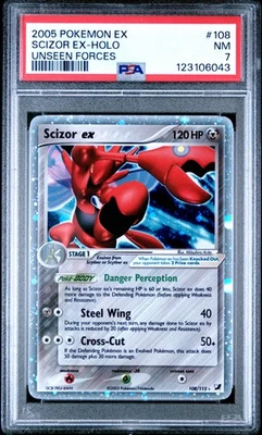 2005 POKEMON EX UNSEEN FORCES #108 SCIZOR EX-HOLO PSA 7 - Image 1 of 2