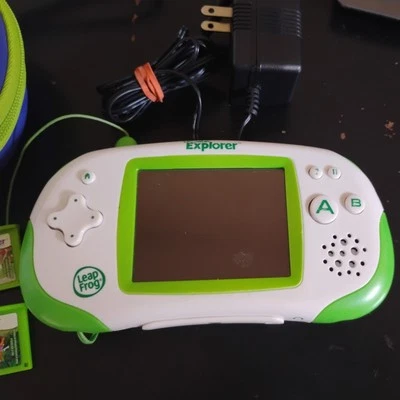 Leapfrog Leapster Explorer 39100 Learning Handheld Game System Green with games - Image 1 of 3
