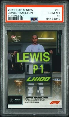 2021 Topps Now F1 #55 Lewis Hamilton 100 Race Wins PSA 10 - Image 1 of 2