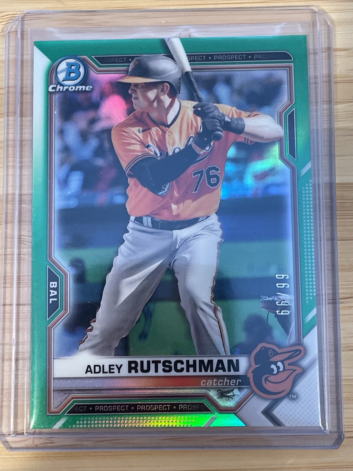 2021 Bowman Chrome Adley Rutschman BCP-241 Green Refractor /99 Orioles