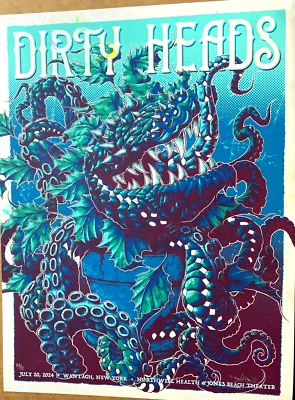 RAINBOW FOIL AP POSTER DIRTY HEADS Jones Beach Wantagh NY 2024 S/N #/50 BIOWORKZ - Image 1 of 4