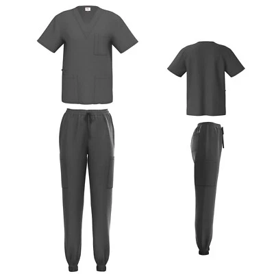 Conjunto Exfoliante Unisex ELASTIZADO Jogger Sólido Cuello en V Top Hombres Mujeres Uniforme Médico de Enfermera Foto 1 de 4