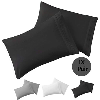 2 Pack Ultra Soft Pillowcases Luxury Smooth 1800 Series Bed Pillow Case Cover - Image 1 of 4
